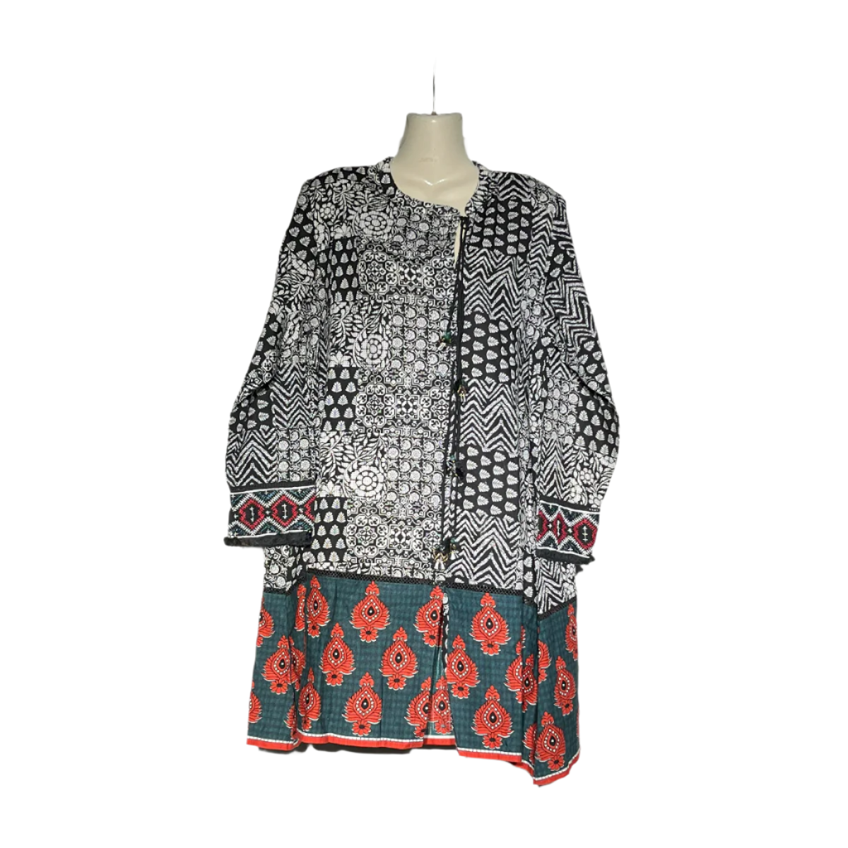 Limelight Black & White Boho Patchwork Tunic #099