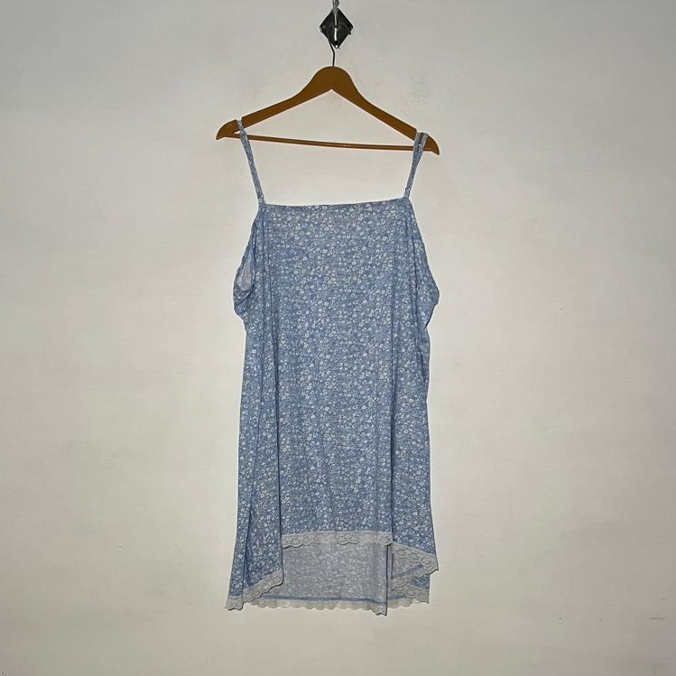 Sky Blue and White Floral Women's Maxi Dress #3009