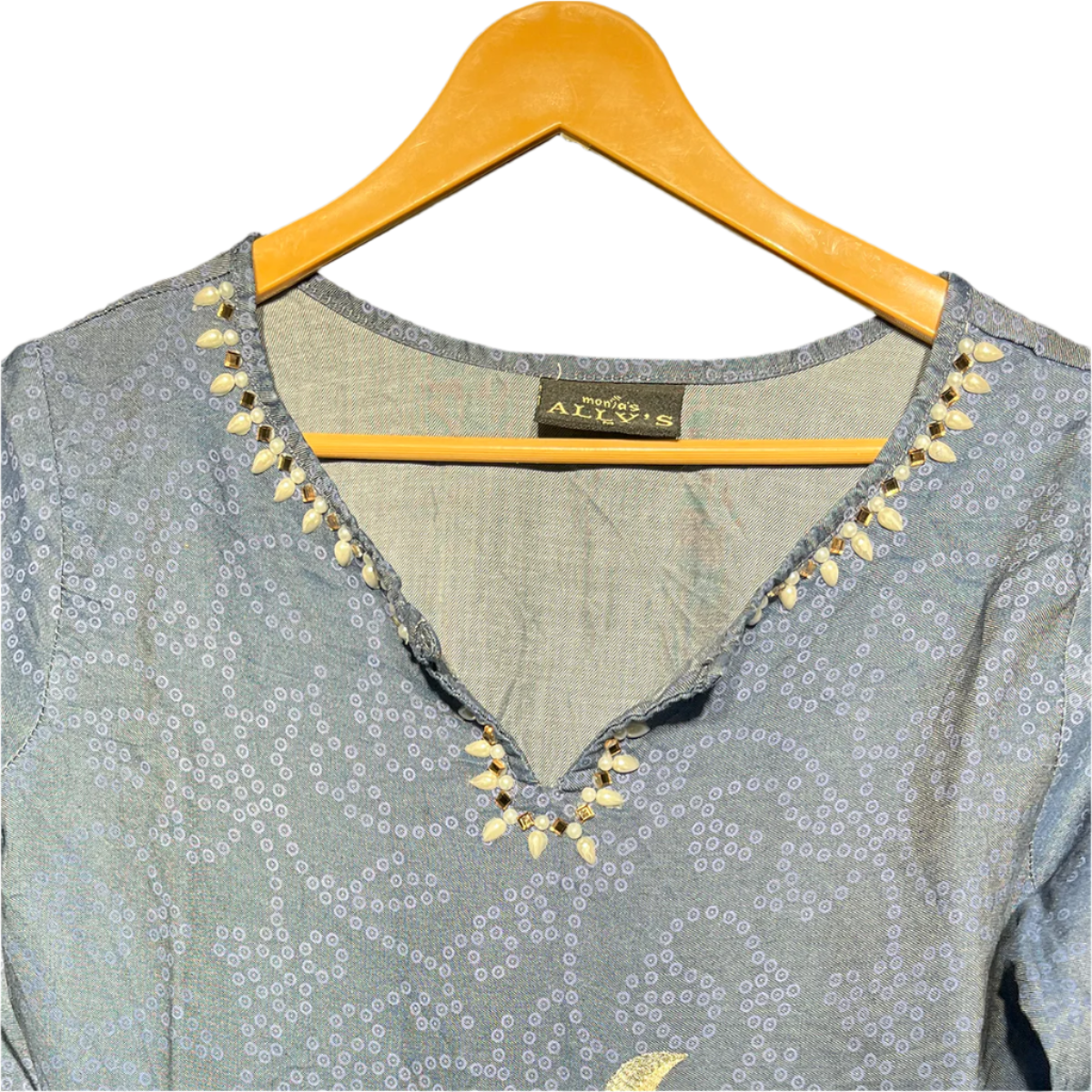 Ally’s Blue Floral Embroidered Tunic #096