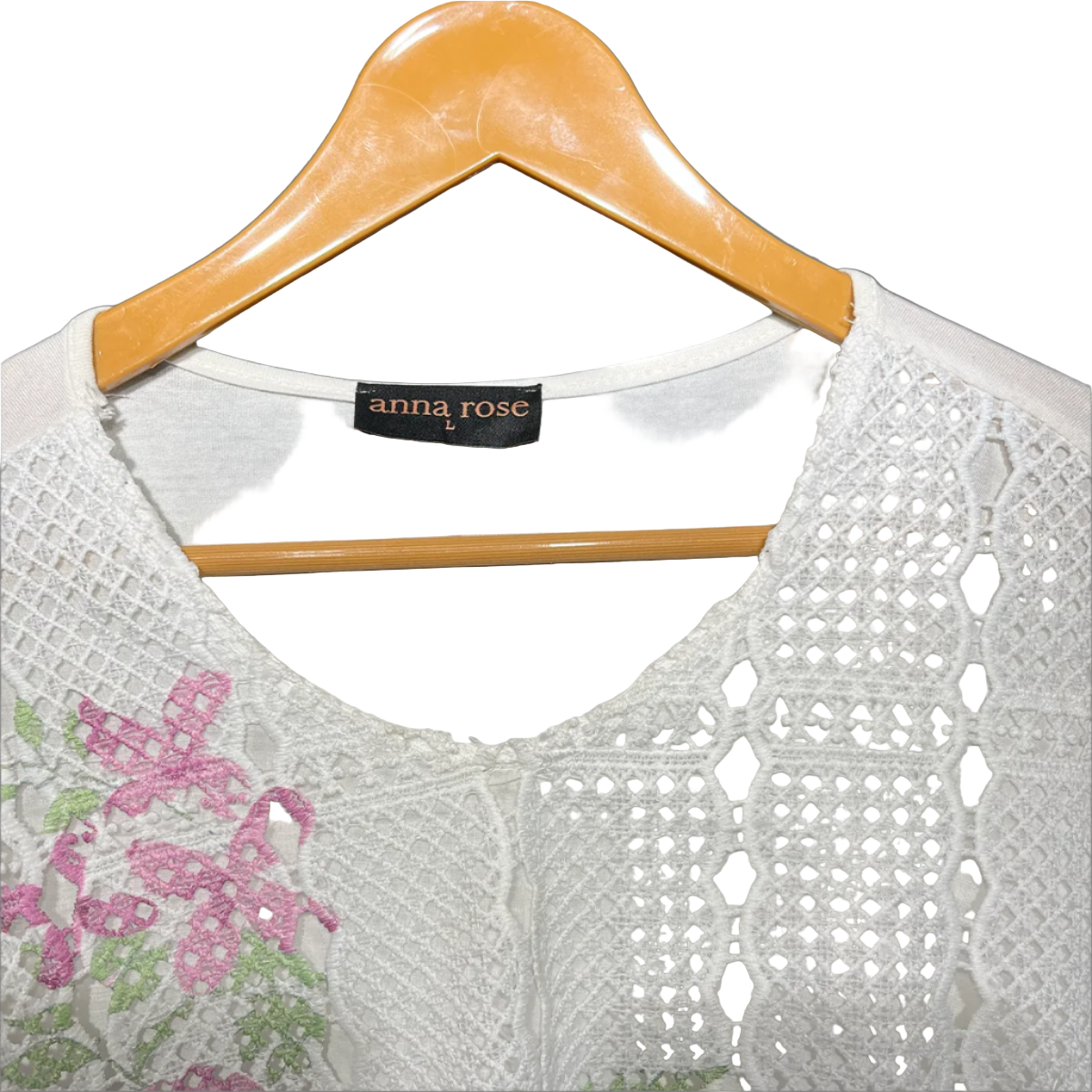 Anna Rose White Floral Lace Blouse #192