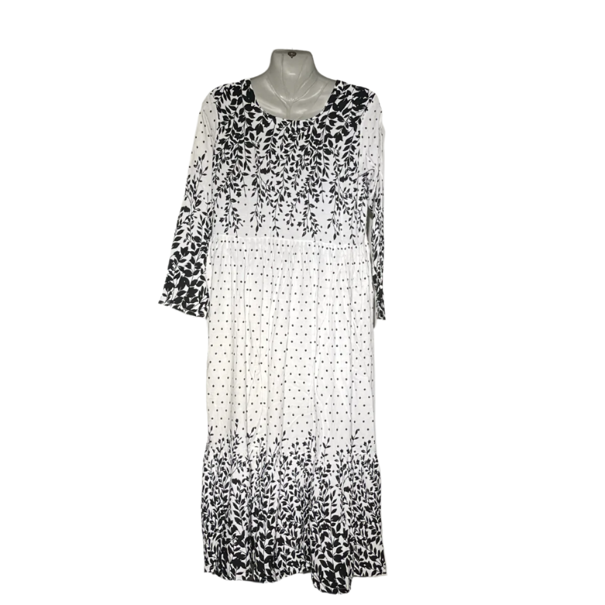 Monochrome Elegance Printed Maxi Dress #136