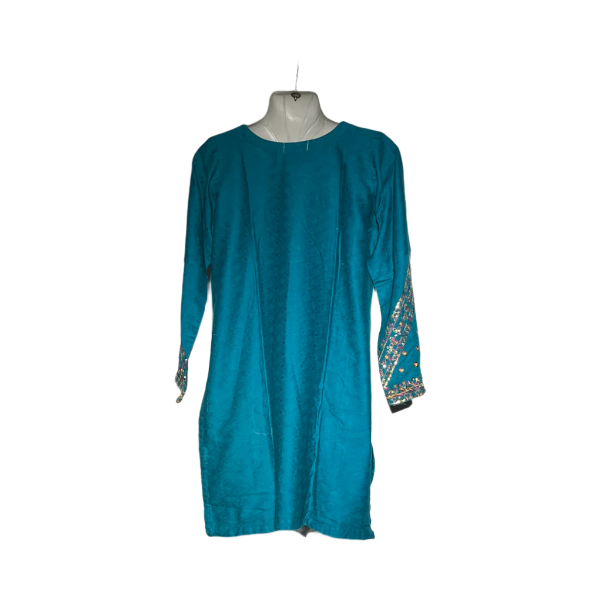 Flutterby Teal Embellished Mirror Work Kurta #103