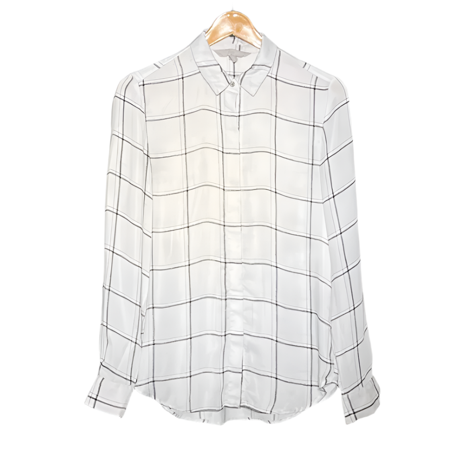 H&M White Checkered Button-Up Shirt #175