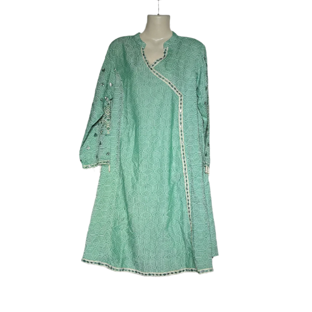 Motif Pastel Green Embroidered Kurta #112