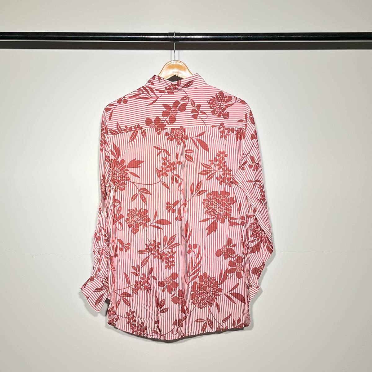 Next Red Floral Striped Button-Up Shirt #182