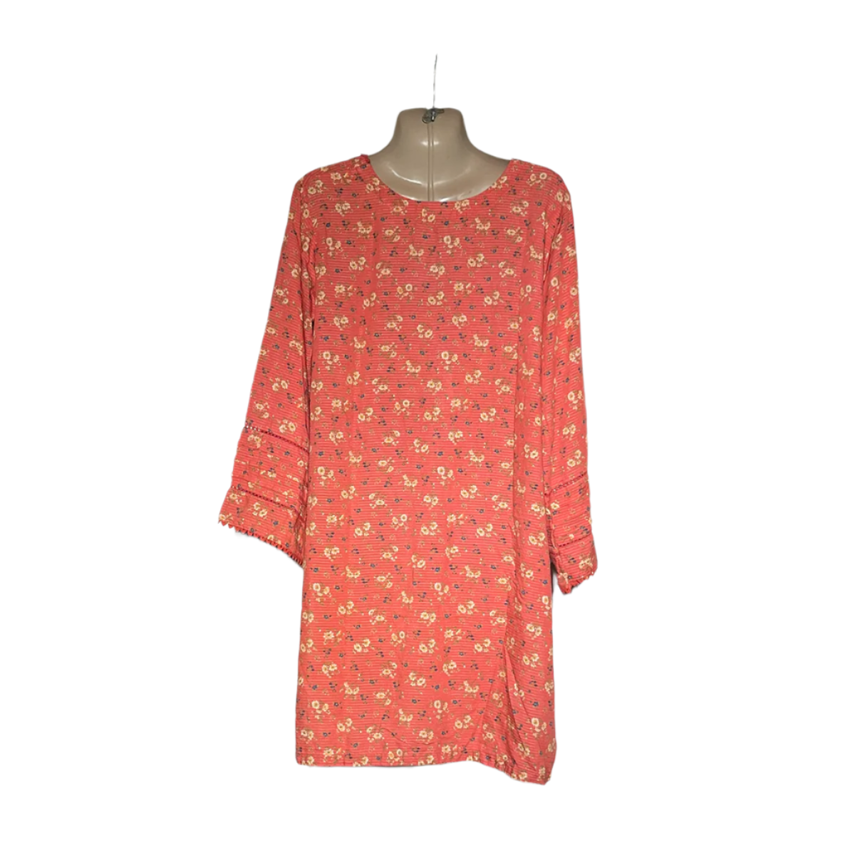 Anarkali Coral Floral Printed Loose-Fit Kurta #105