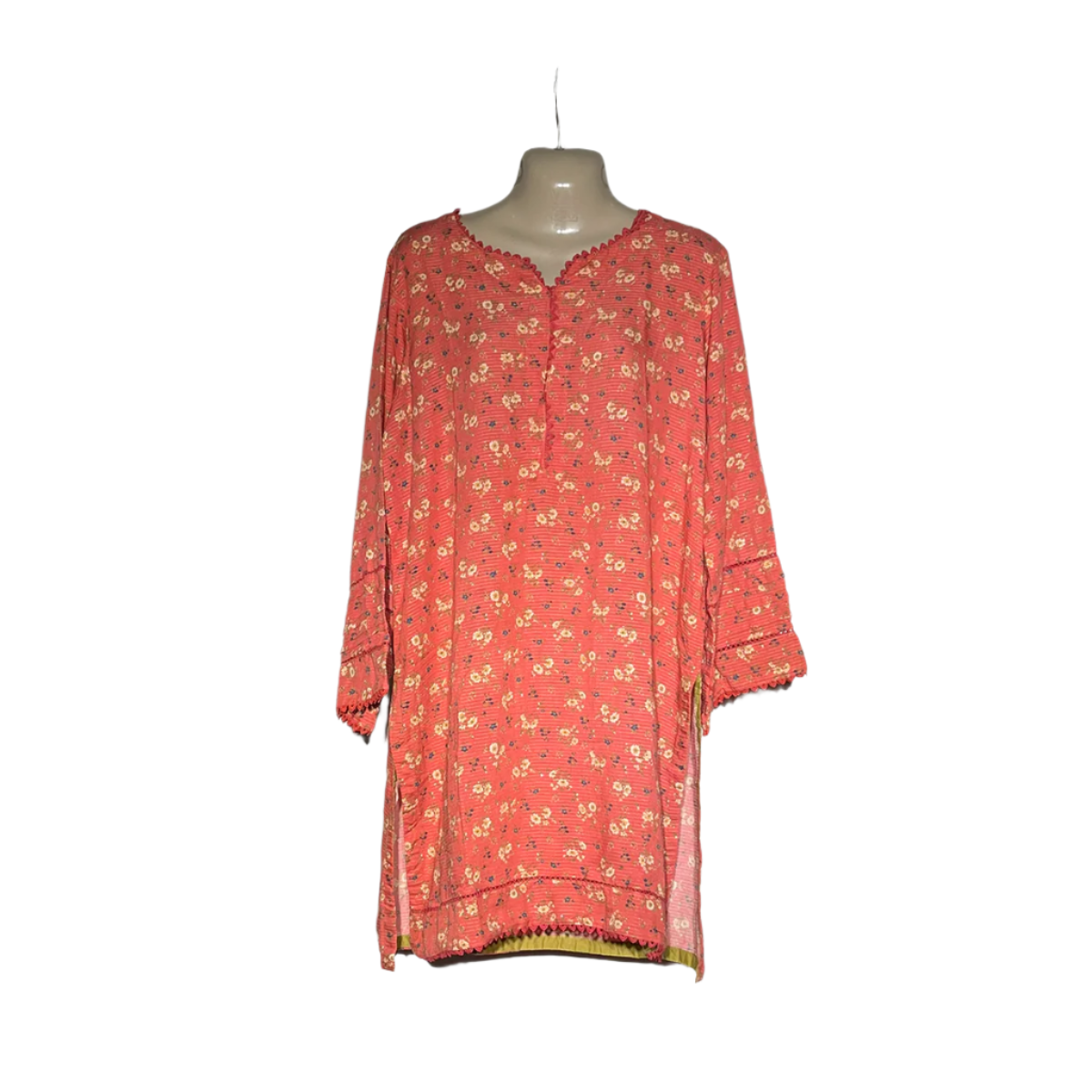 Anarkali Coral Floral Printed Loose-Fit Kurta #105