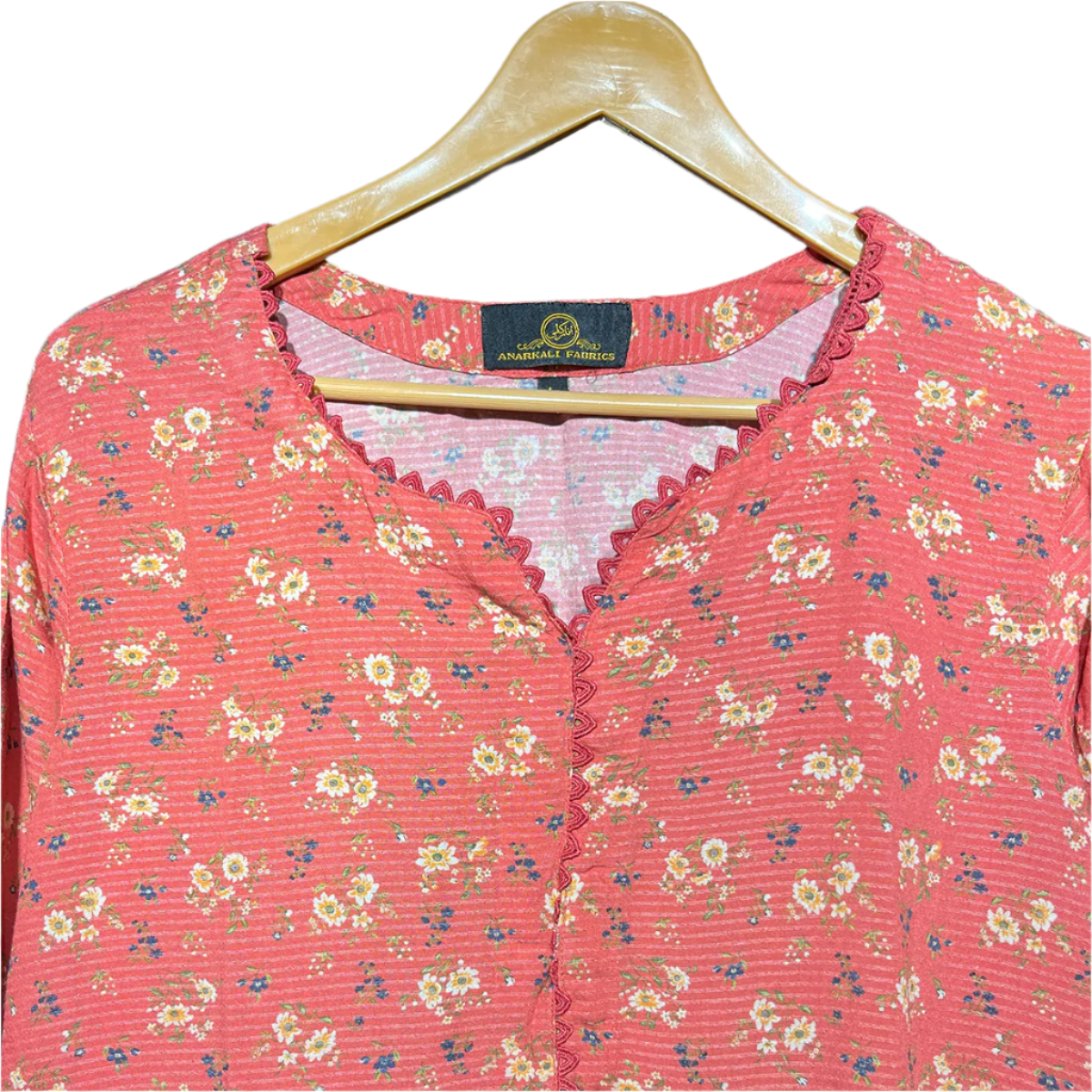 Anarkali Coral Floral Printed Loose-Fit Kurta #105