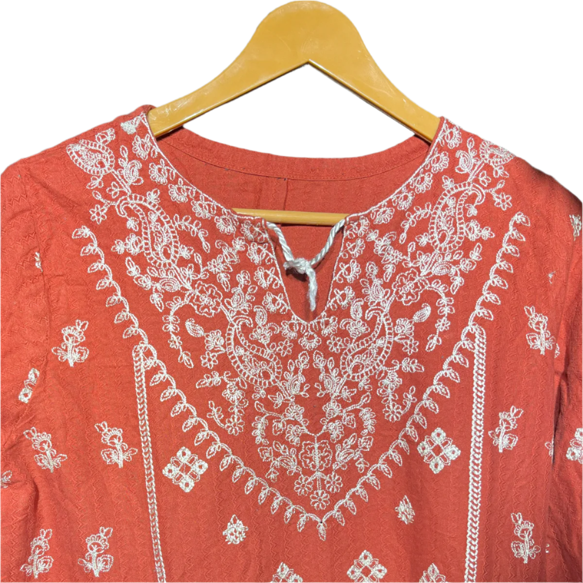 Traditional Elegance Embroidered Kurta β Rust Orange #132