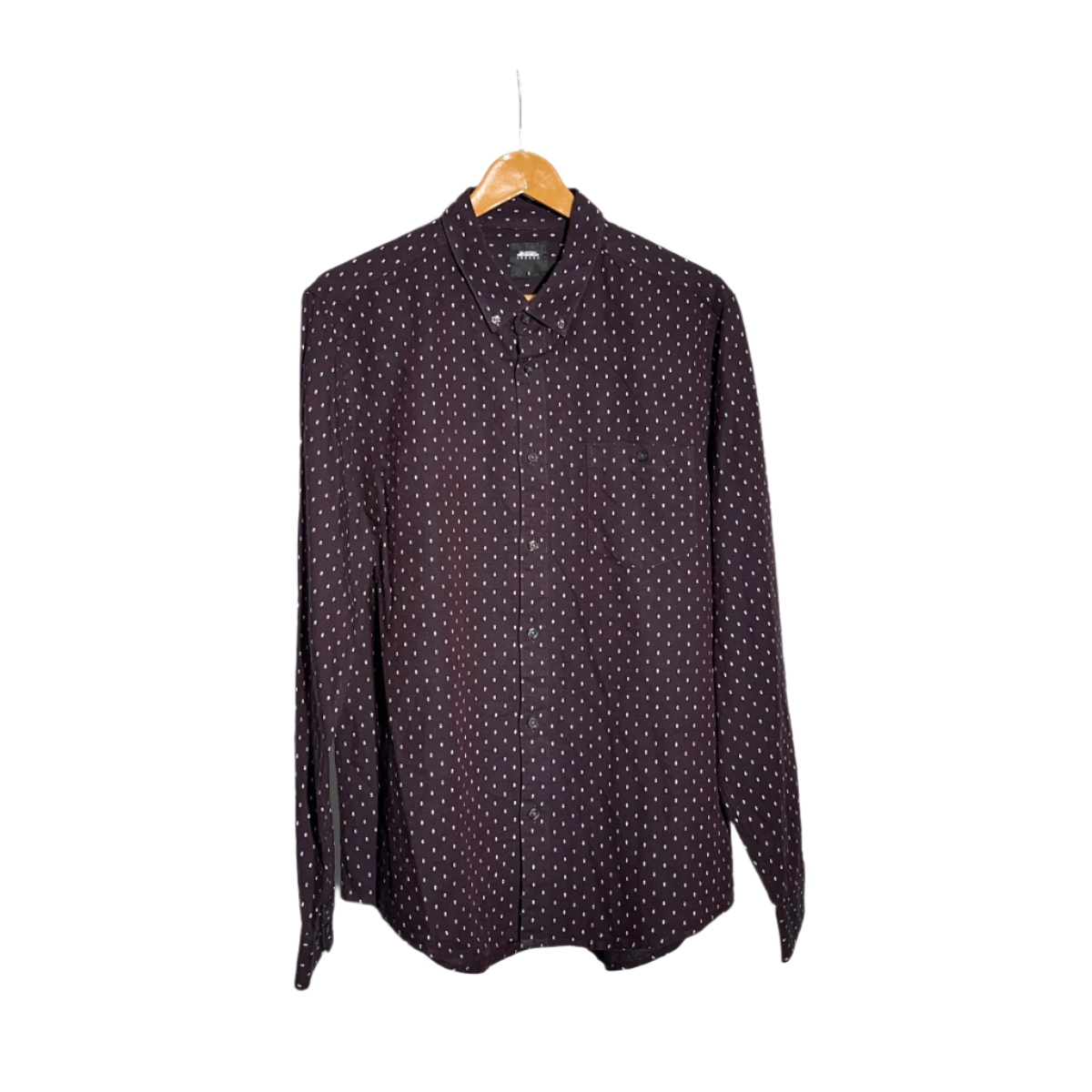 Burton Menswear Burgundy Polka Dot Long Sleeve Shirt #028