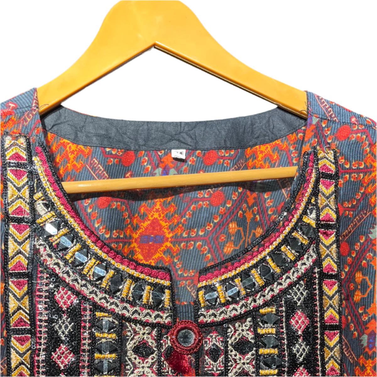 Bohemian Ethnic Embroidered Kurti β Multicolor #043