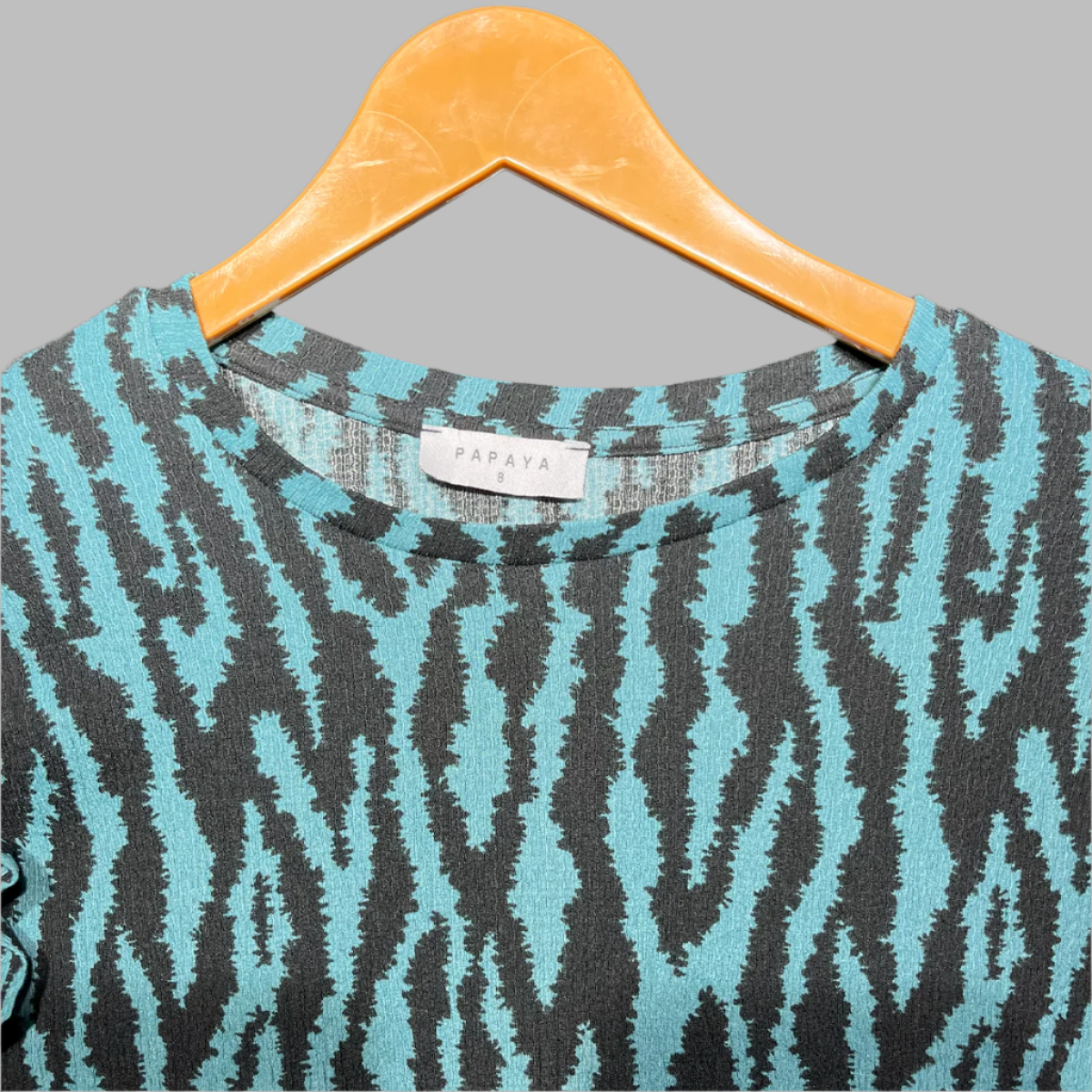 Papaya Blue & Black Zebra Print Long-Sleeve Top #197
