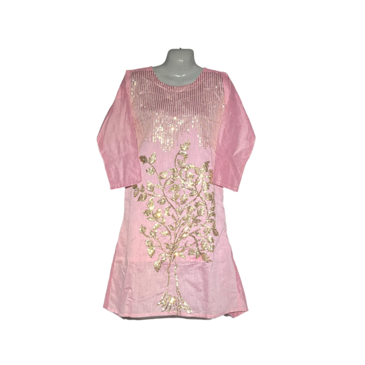 Elegant Pink Embroidered Kurti with Sequin Detailing #138