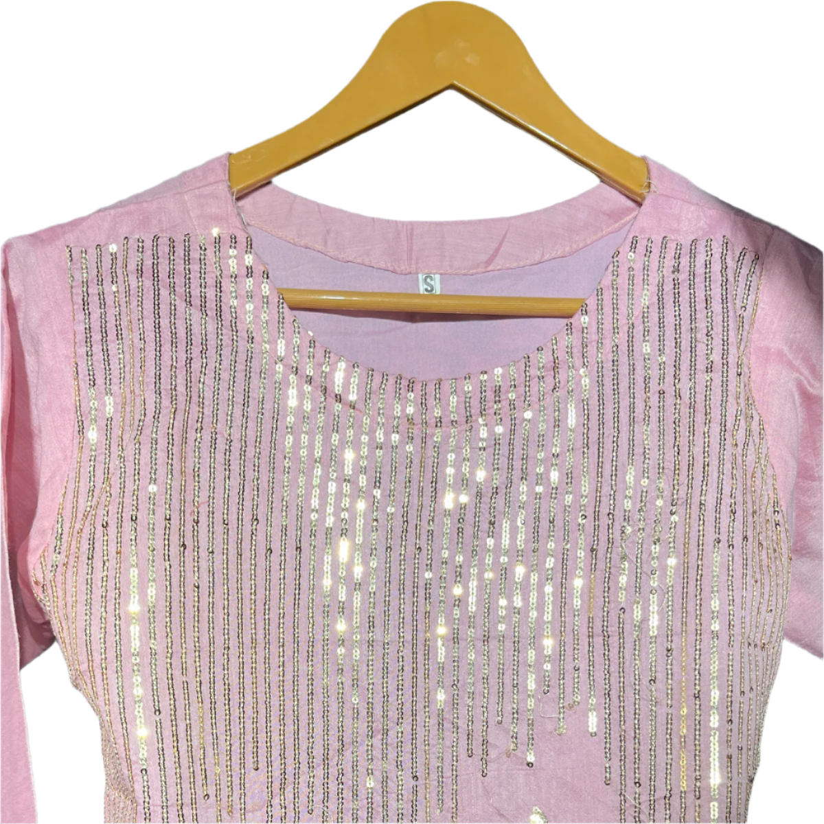 Elegant Pink Embroidered Kurti with Sequin Detailing #138