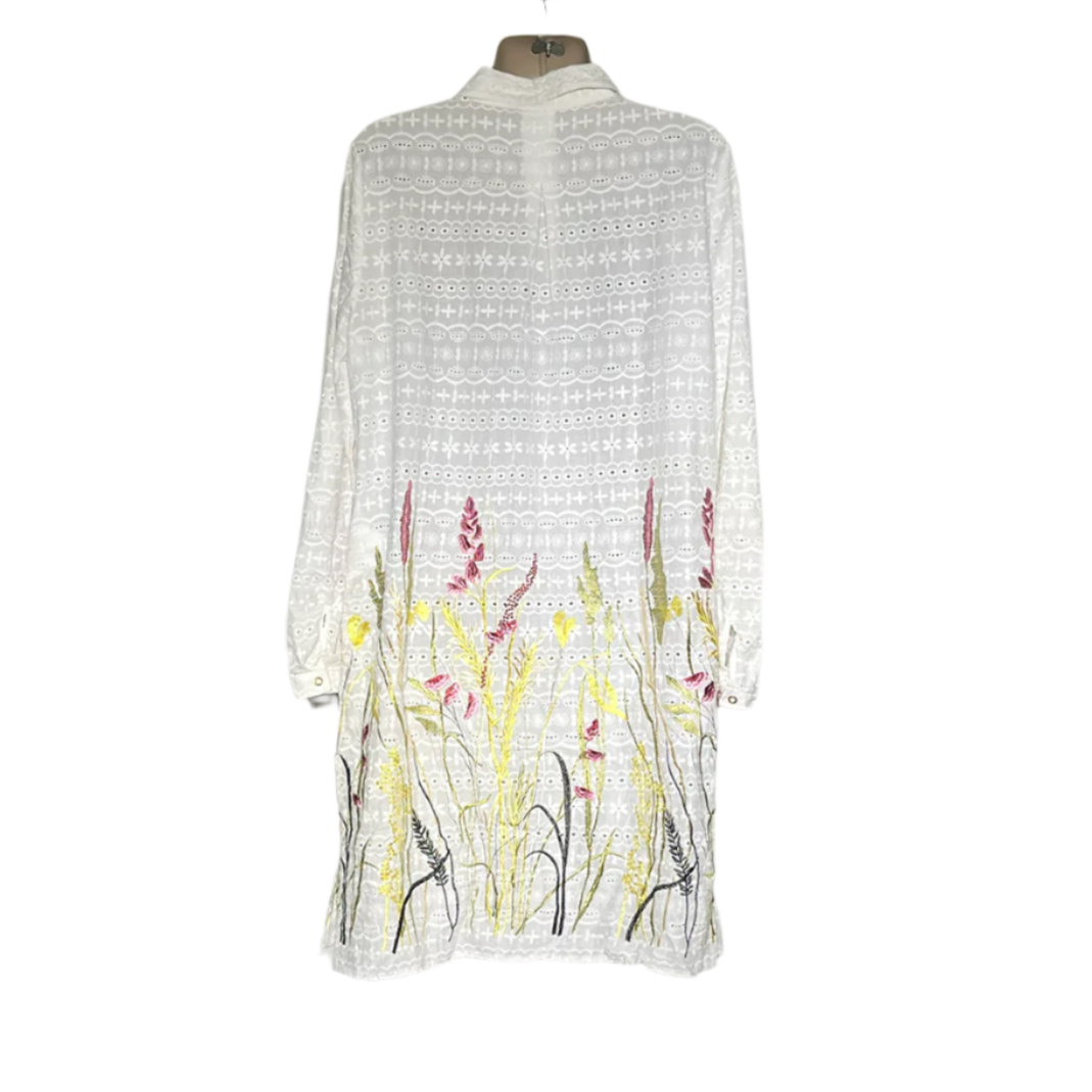 Tahari Embroidered Eyelet Shirt - White #098