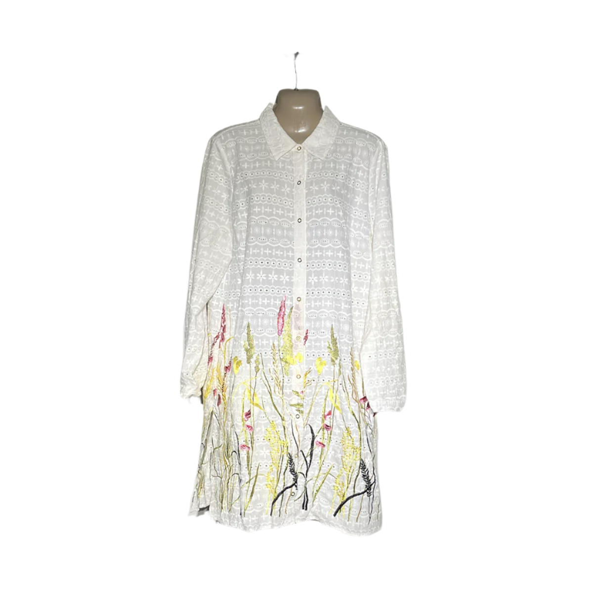 Tahari Embroidered Eyelet Shirt - White #098