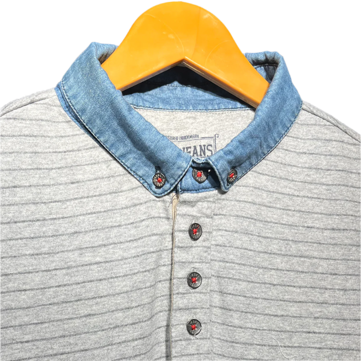 Diesel Jeans Striped Polo T-Shirt with Denim Collar β Casual Sophistication #081
