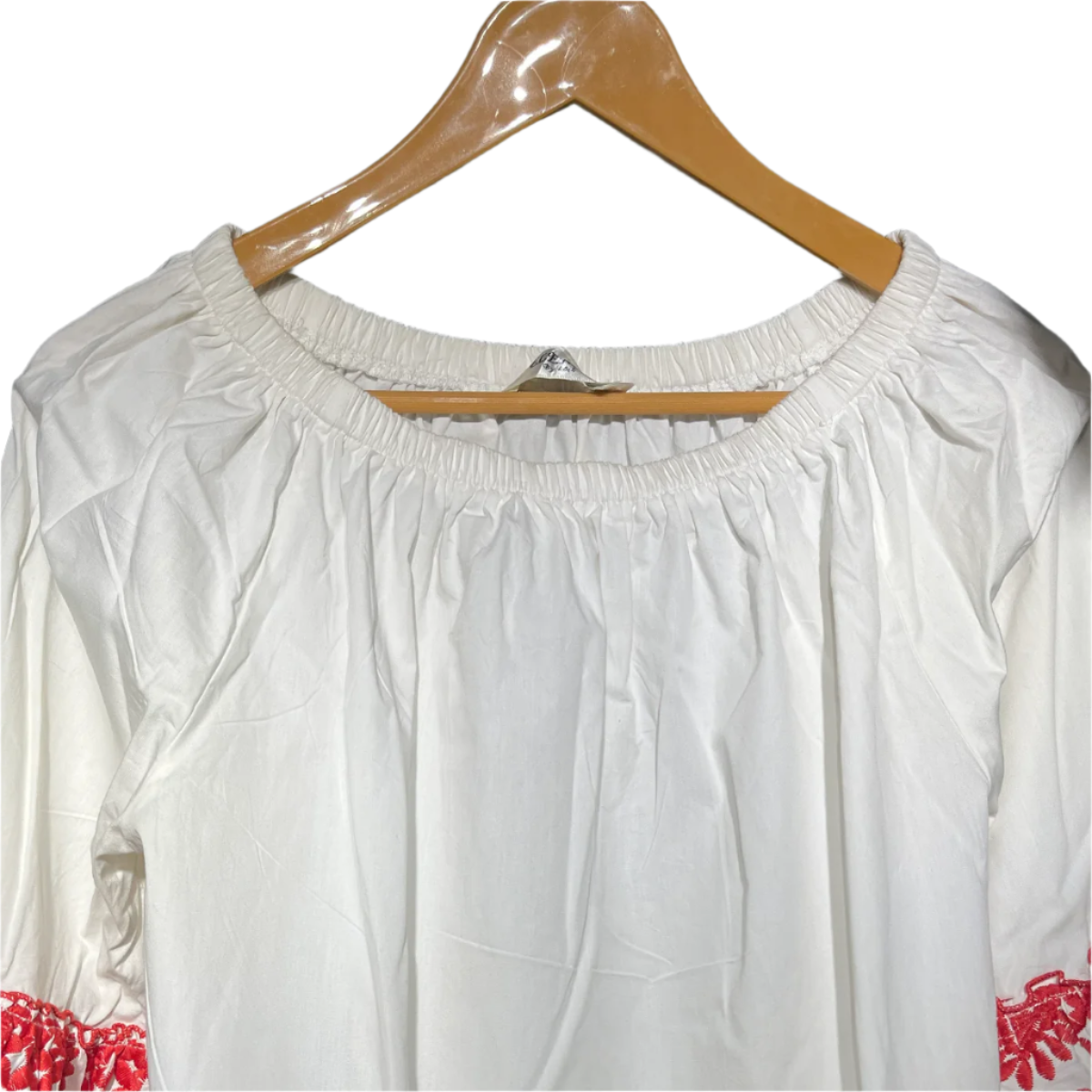 White & Red Embroidered Boho Tunic - Elenza #090