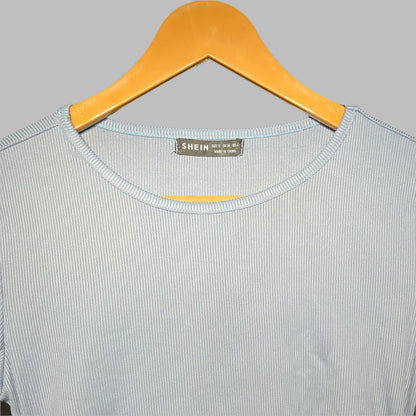 SHEIN Light Blue Ruched Drawstring Cropped Top #151