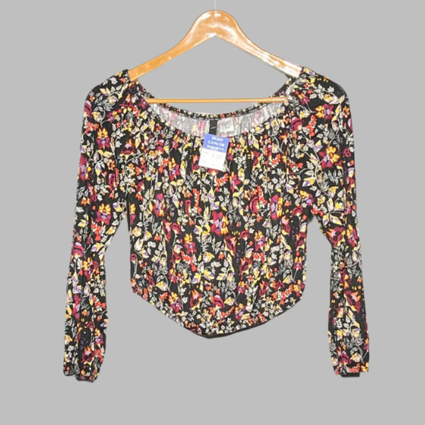 Divided Floral Print Long-Sleeve Bodysuit #165