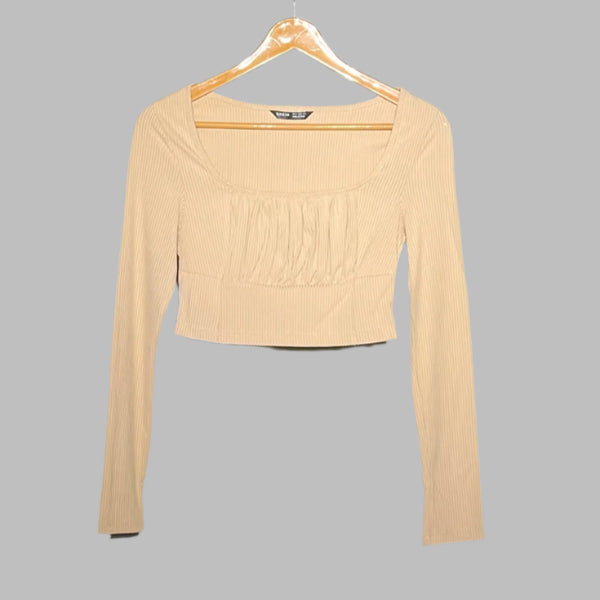 SHEIN Ruched Drawstring Long Sleeve Top #162