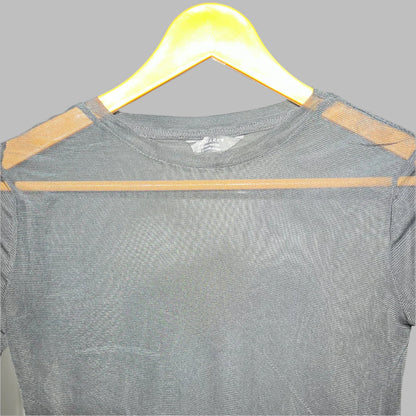 Primark Black Sheer Mesh Long-Sleeve Cropped Top #152