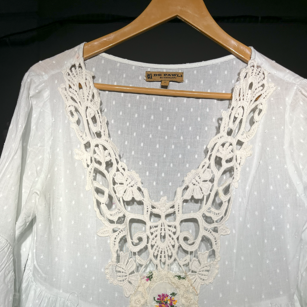 De Pawli White Lace Embroidered Boho Dress #095