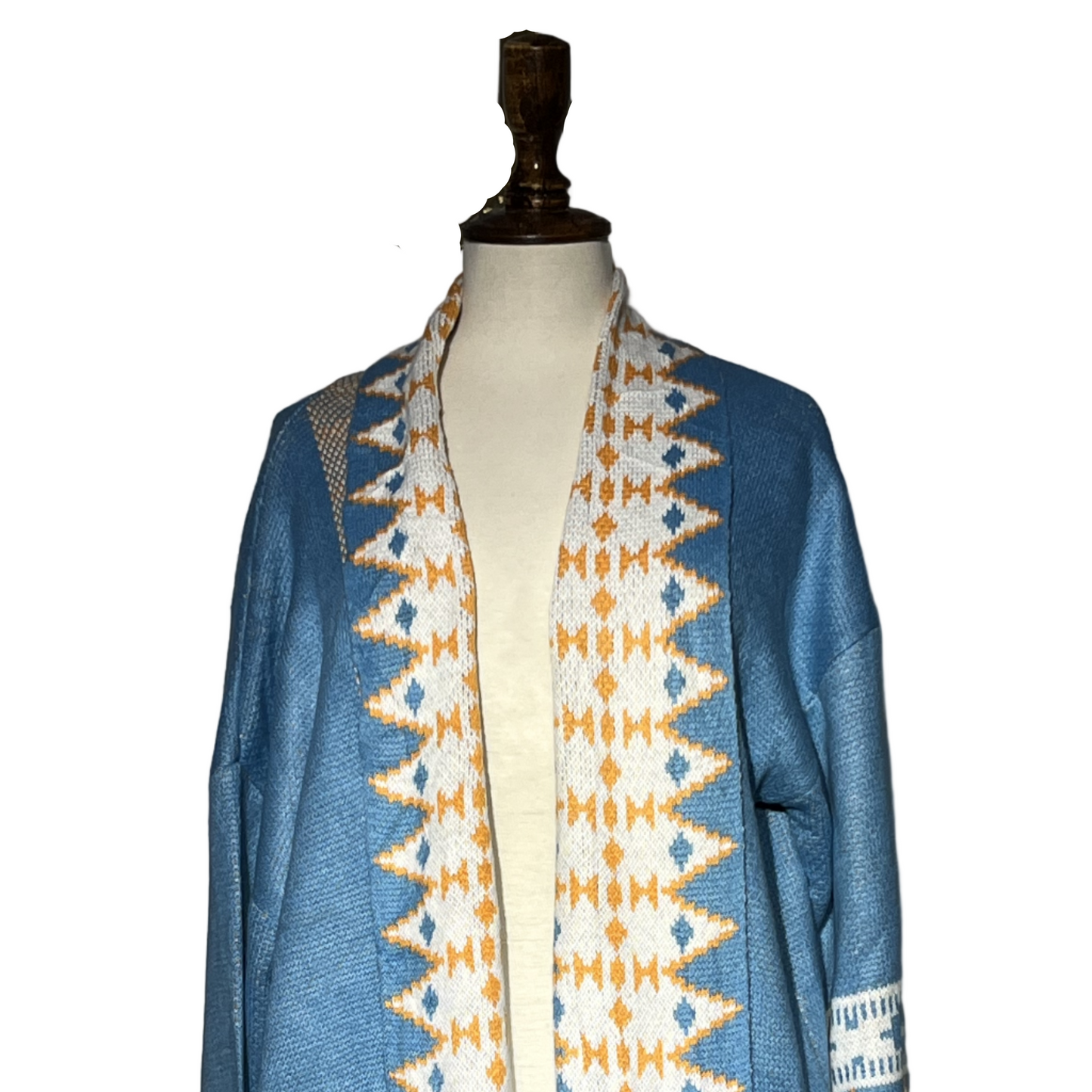 Blue and orange Women Button Sweater #1867