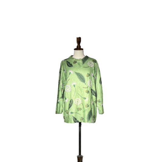 Green printed Women Sweater Blouse #1859