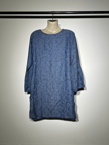 Ally’s Elegant Blue Kurti with Floral Embroidery #082