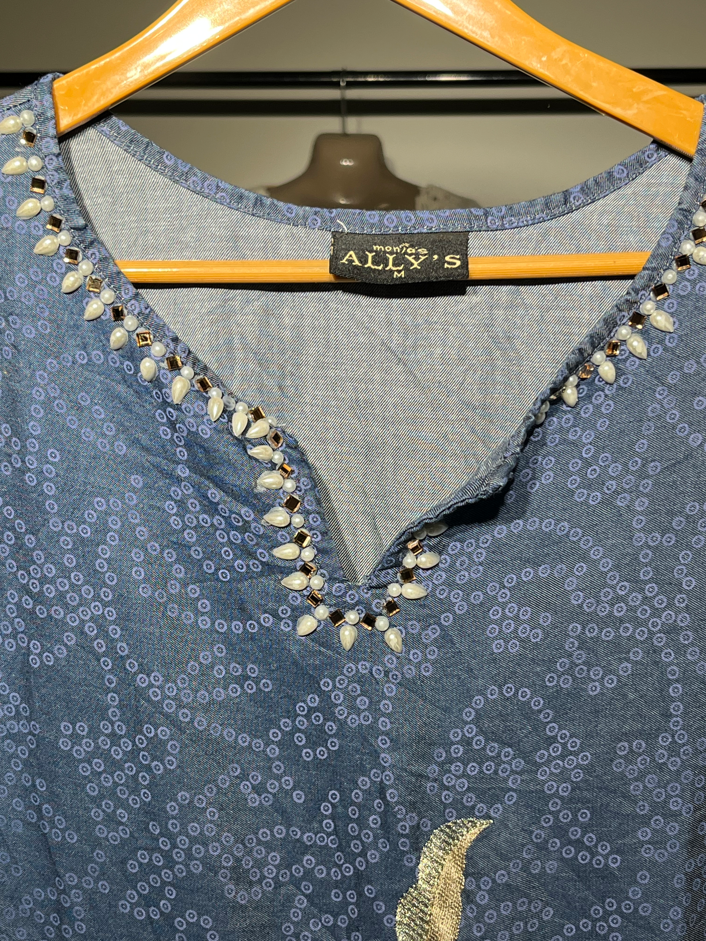 Ally’s Elegant Blue Kurti with Floral Embroidery #082