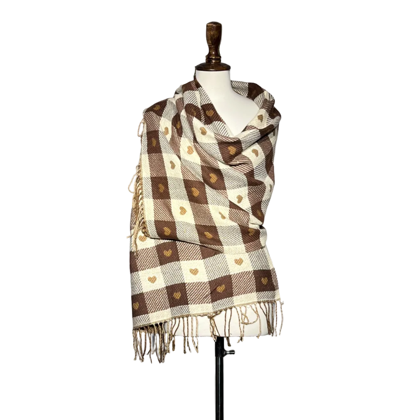 Brown and Off White Printed Women Staller #2162