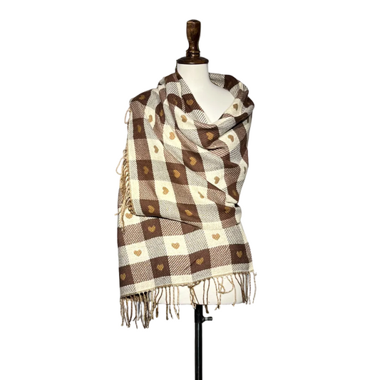 Brown and Off White Printed Women Staller #2162