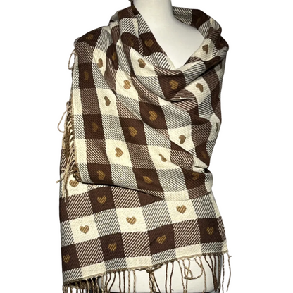 Brown and Off White Printed Women Staller #2162