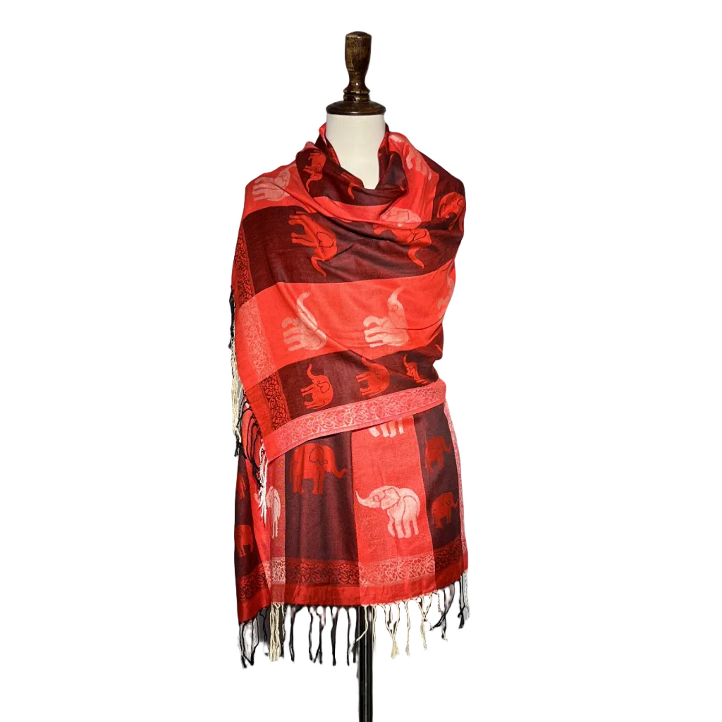 Red and Dark Brown Printed Women Staller #2159