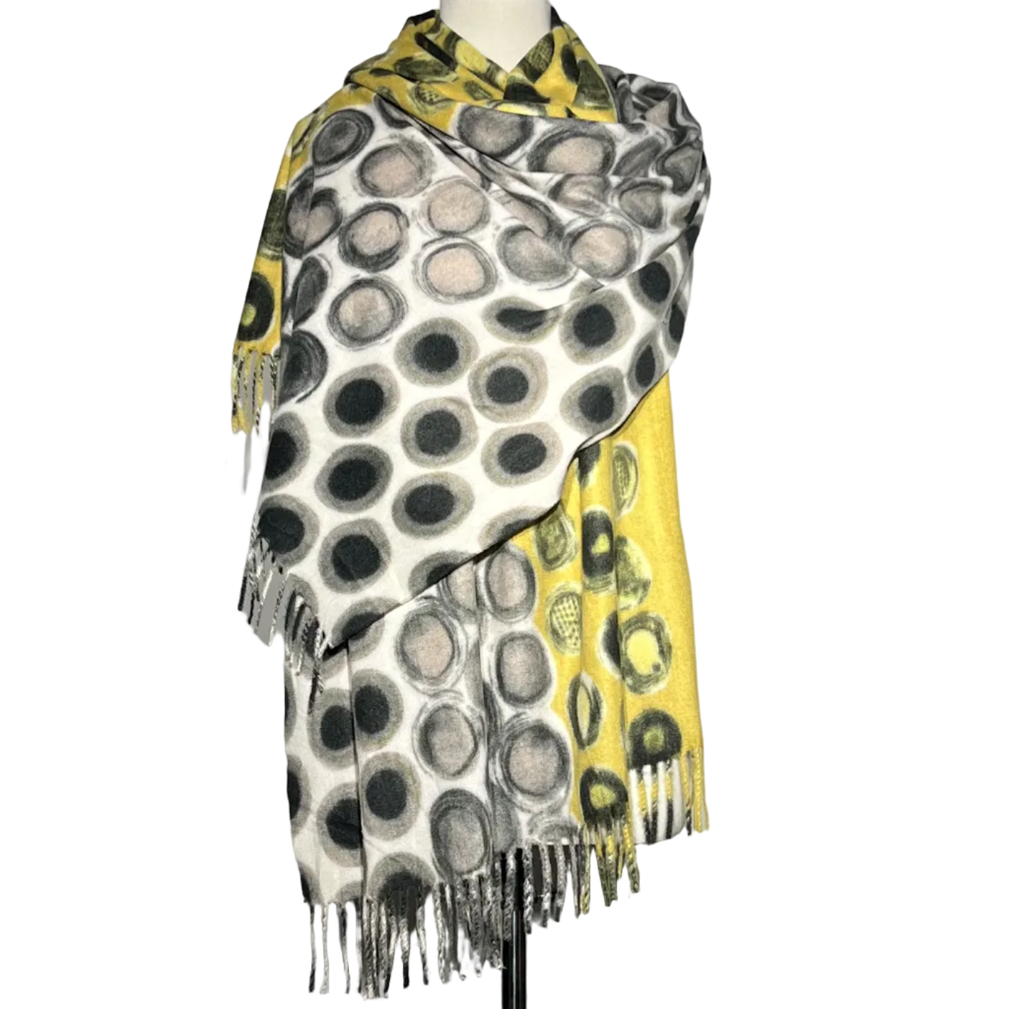 Yellow and Gray Printed Women Staller #2153
