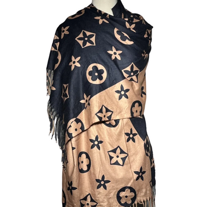 Camel and Dark Blue Printed Women Staller #2158
