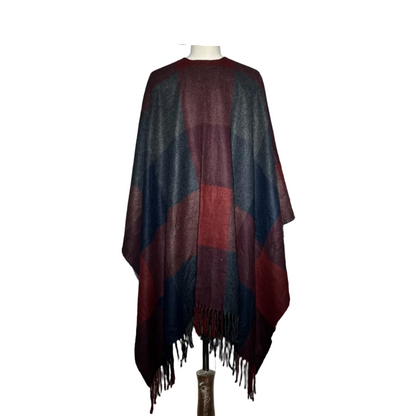 Brown and Dark Blue Women Cut Shawl #2142