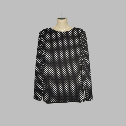 H&M Polka Dot Mesh Panel Long-Sleeve Top #221