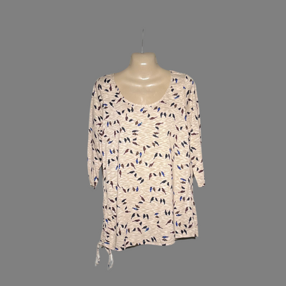 Per Una Women's Bird Print 3/4 Sleeve Top #212