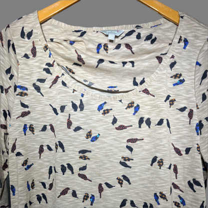 Per Una Women's Bird Print 3/4 Sleeve Top #212