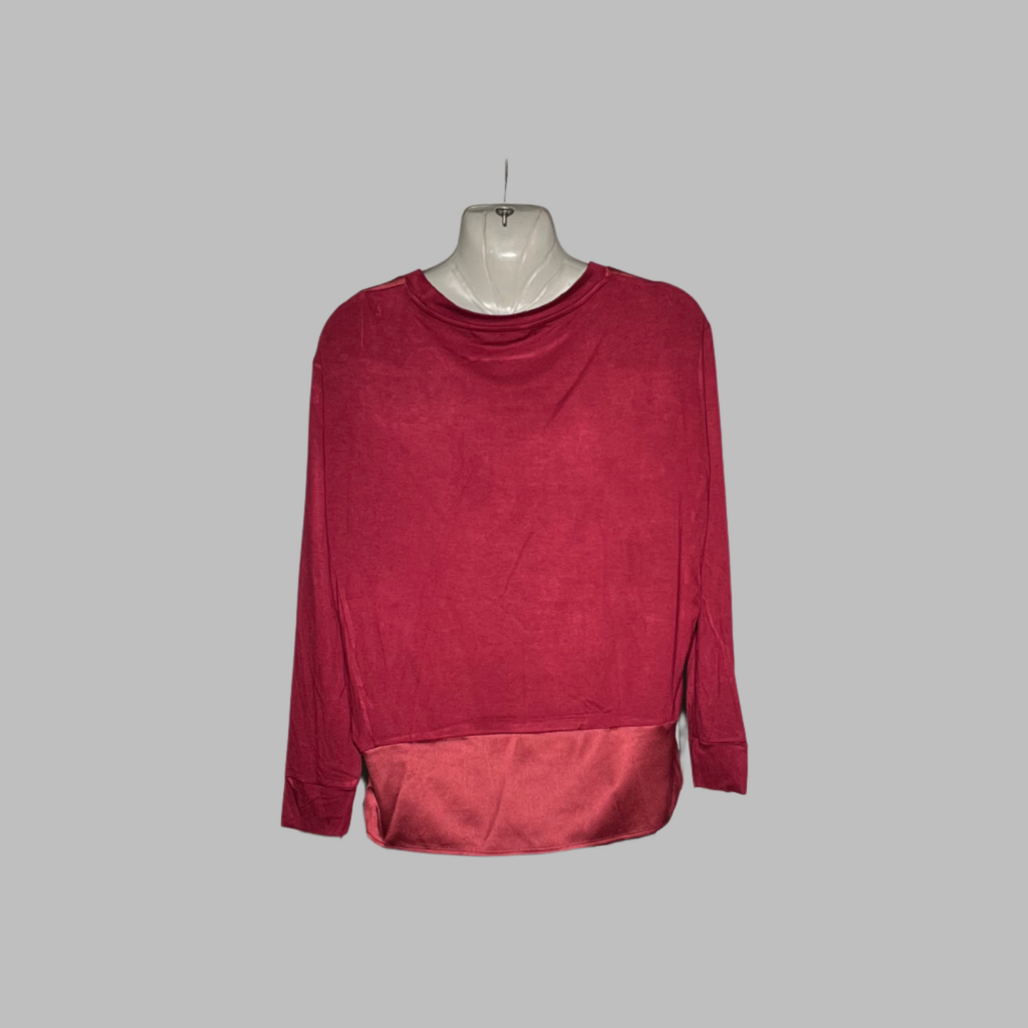 Dunnes Red Long-Sleeve Curved Hem Top #237