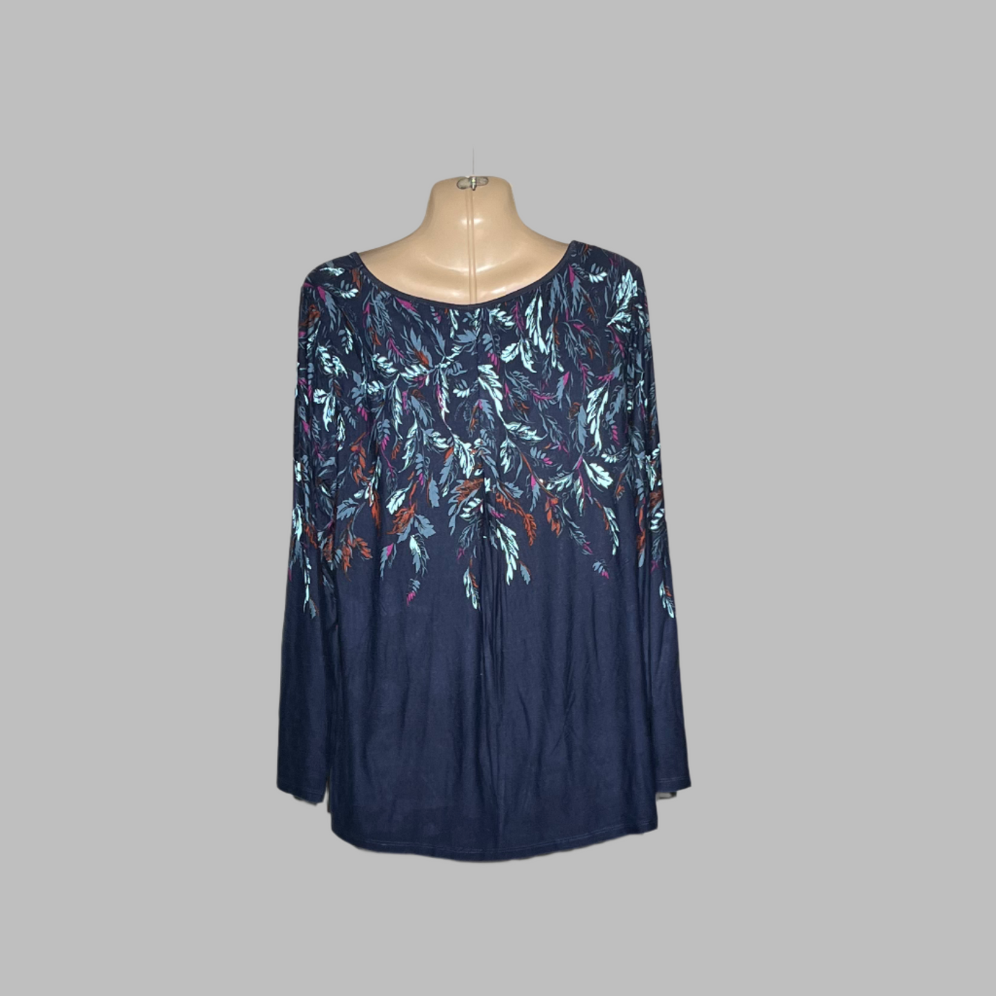 Elegant Navy Blue Floral Tunic #234