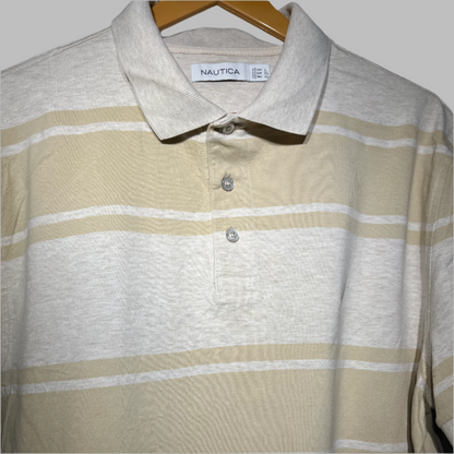 Nautica Cotton-Blend Cream T-Shirt with Lining Detail for Men - Size XL