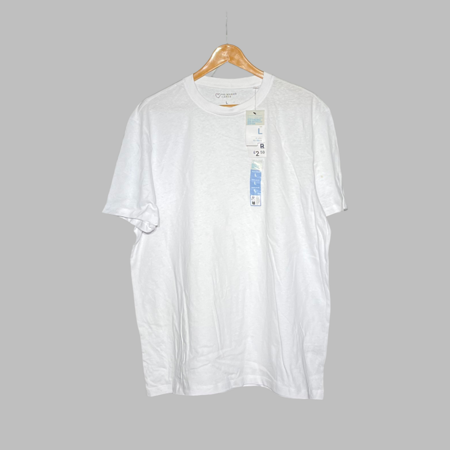 Primark Cotton Blended White T-Shirt for Men