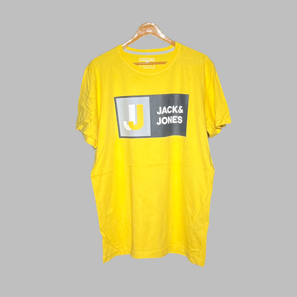 Jack & Jones Bright Yellow Graphic Logo T-Shirt for Men
