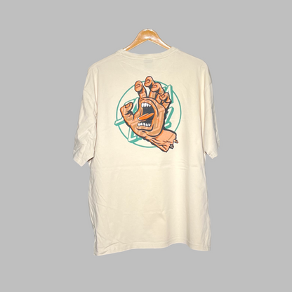 Santa Cruz Men's Off-White Graphic Tee – Screaming Hand Chest Print