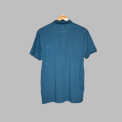 NEXT Men's Teal Blue Printed Polo T-Shirt