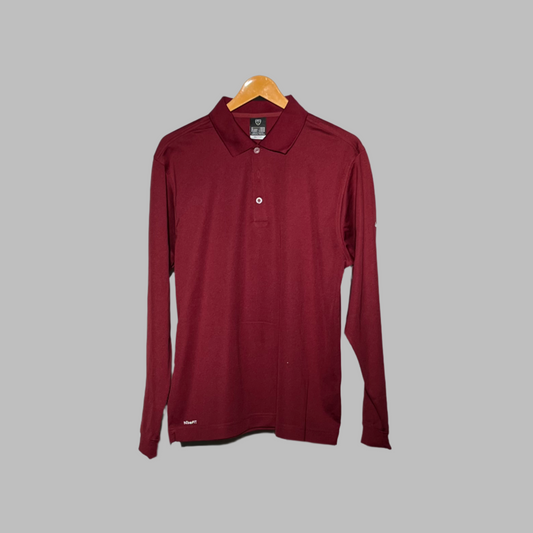 Nike Maroon Long Sleeve Dry-Fit Polo – Elite Comfort with a Professional Edge