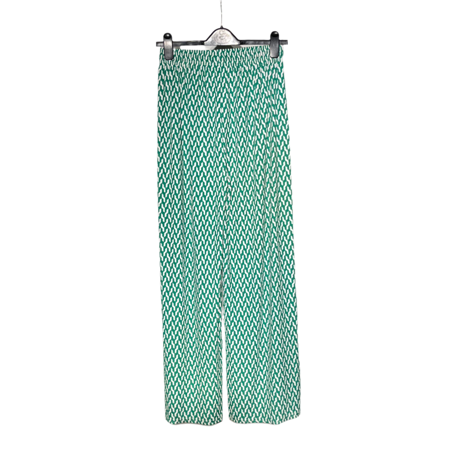 Green and White Printed Women's Trousers #548